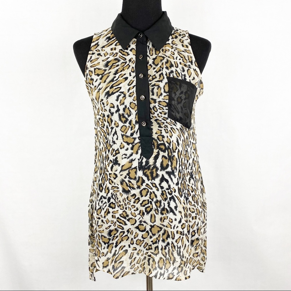 h.i.p Leopard High-Low Tank Top Blouse | Small